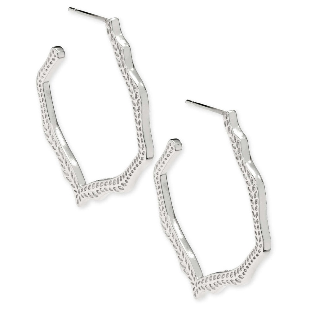 Kendra Scott MIKU Hoop Earrings | Silver Tone | Textured Lightweight Hoops